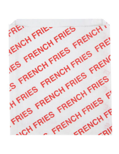 French Fry Fries Disposable Bags Plain Paper Wrapper 5 1/2" x 4 1/2 100