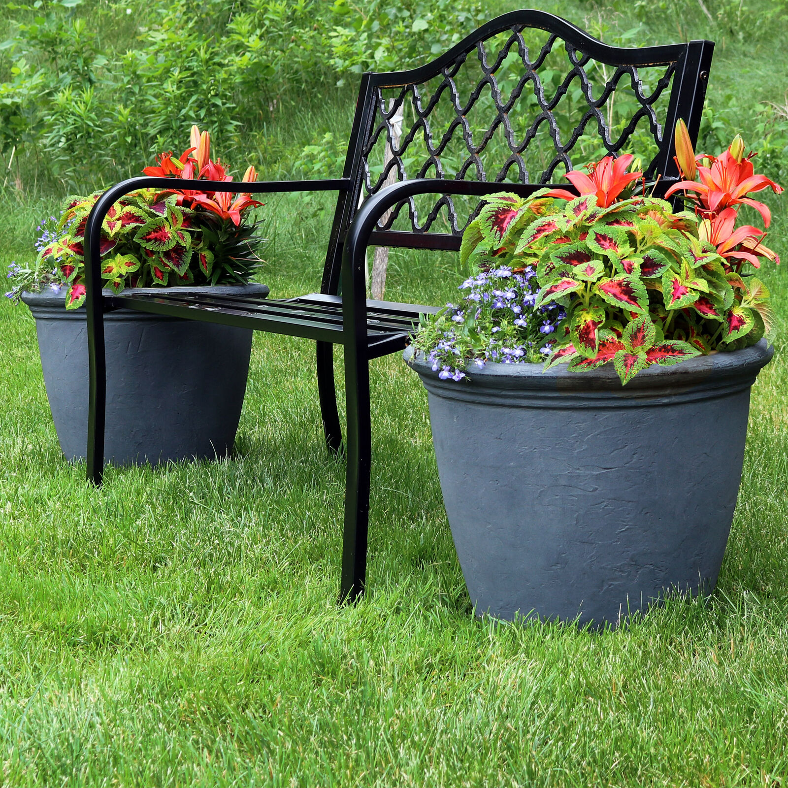 Sunnydaze Anjelica Outdoor Flower Pot Planter - Slate - 20-Inch - 4-Pack